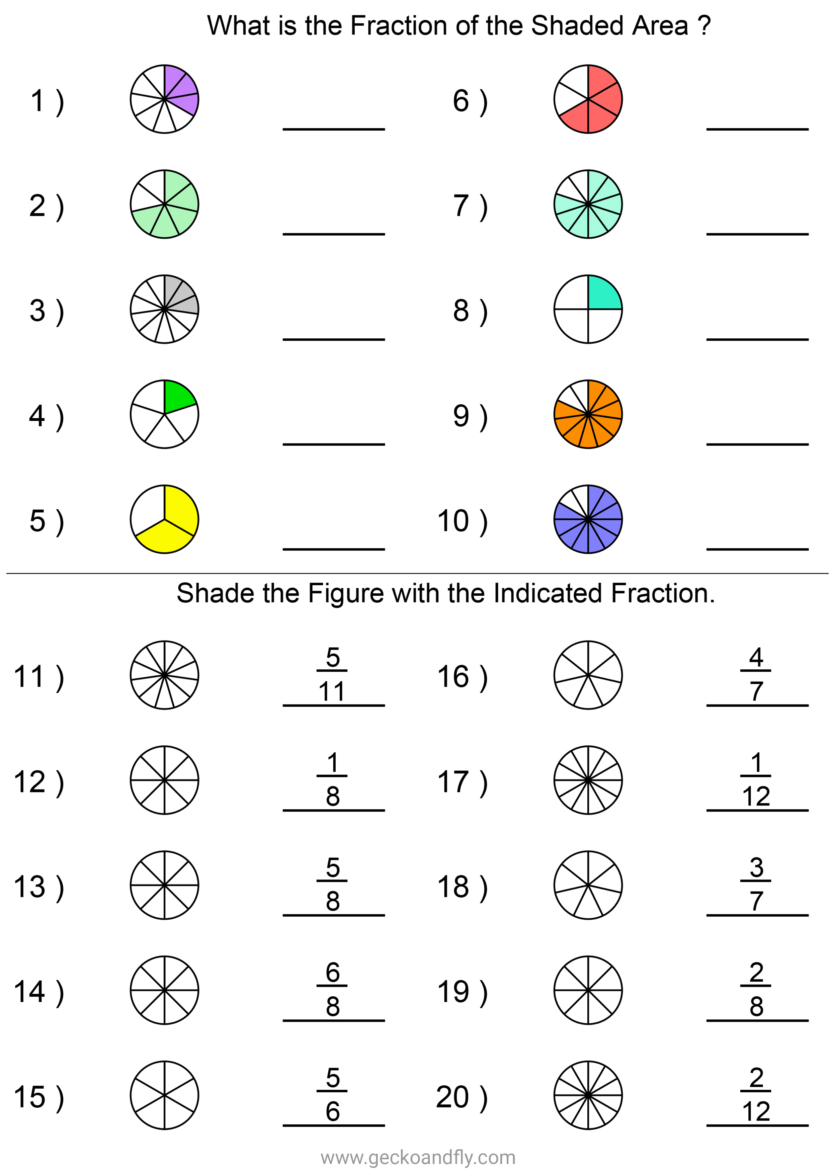 Free Printable Fractions Shading Worksheets