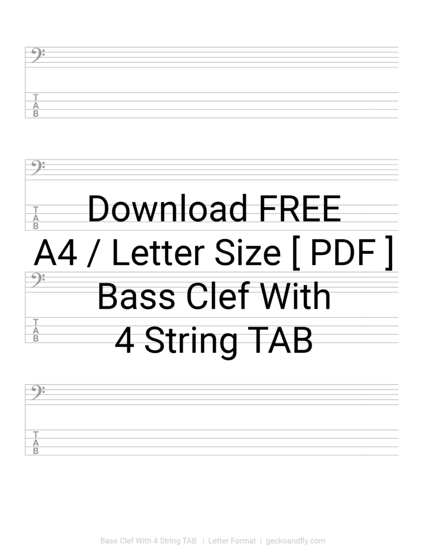 Printable Music Manuscript Paper Bass Clef With 7 Strong TAB Download Free in PDF