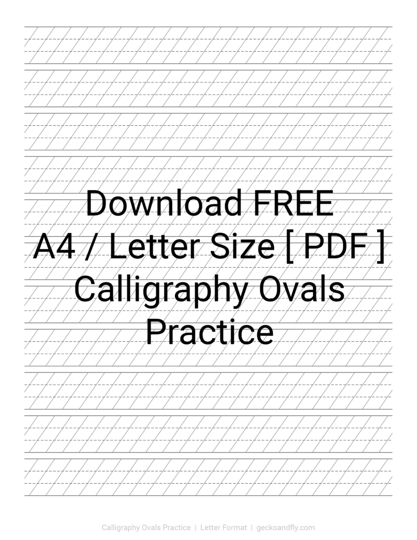 Printable Calligraphy Oval Practice Paper Template in A4 and Letter size