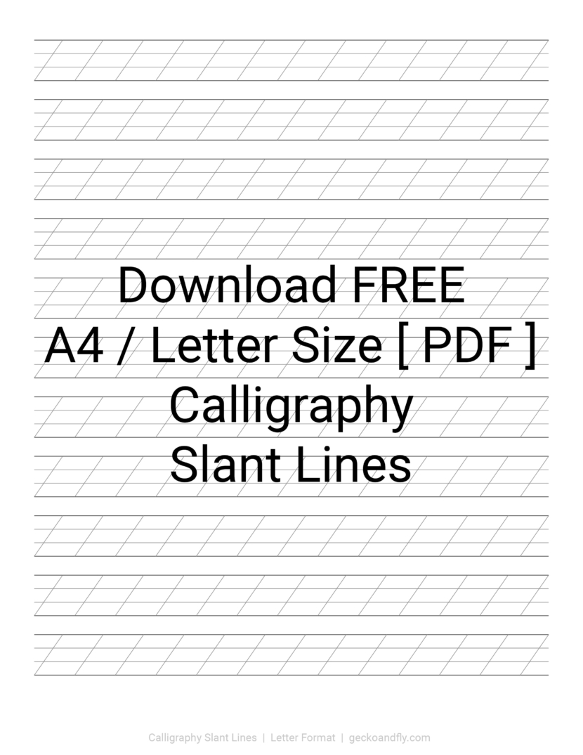 Printable Calligraphy Slant Lines Template in A4 and Letter size