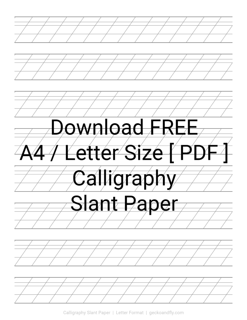 Printable Calligraphy Slant Lines Template in A4 and Letter size