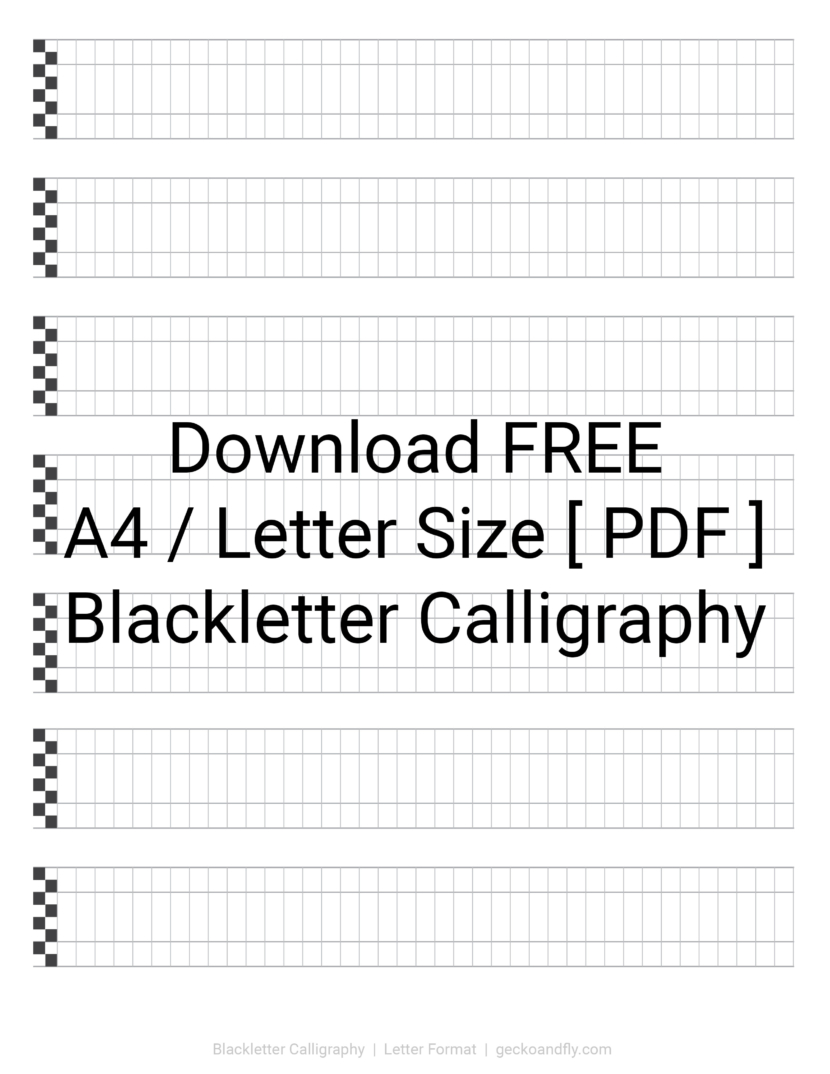 Printable Blackletter Calligraphy Paper Template in A4 and Letter size