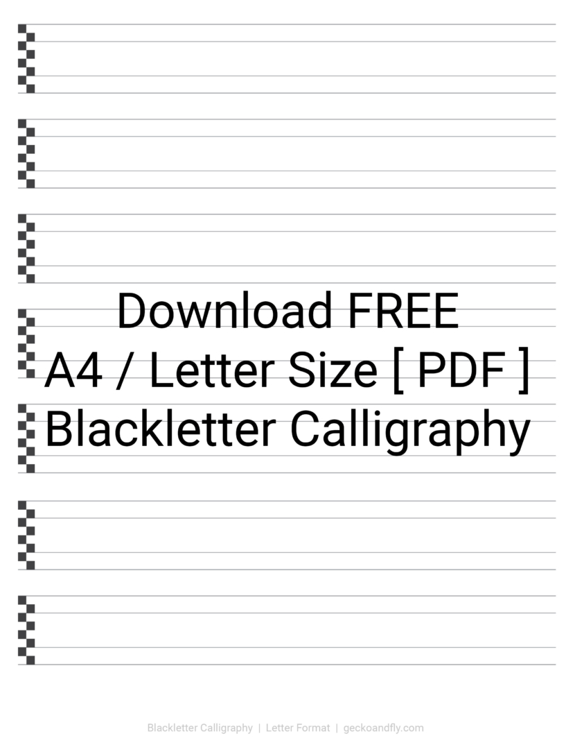 Printable Blackletter Calligraphy Paper Template in A4 and Letter size