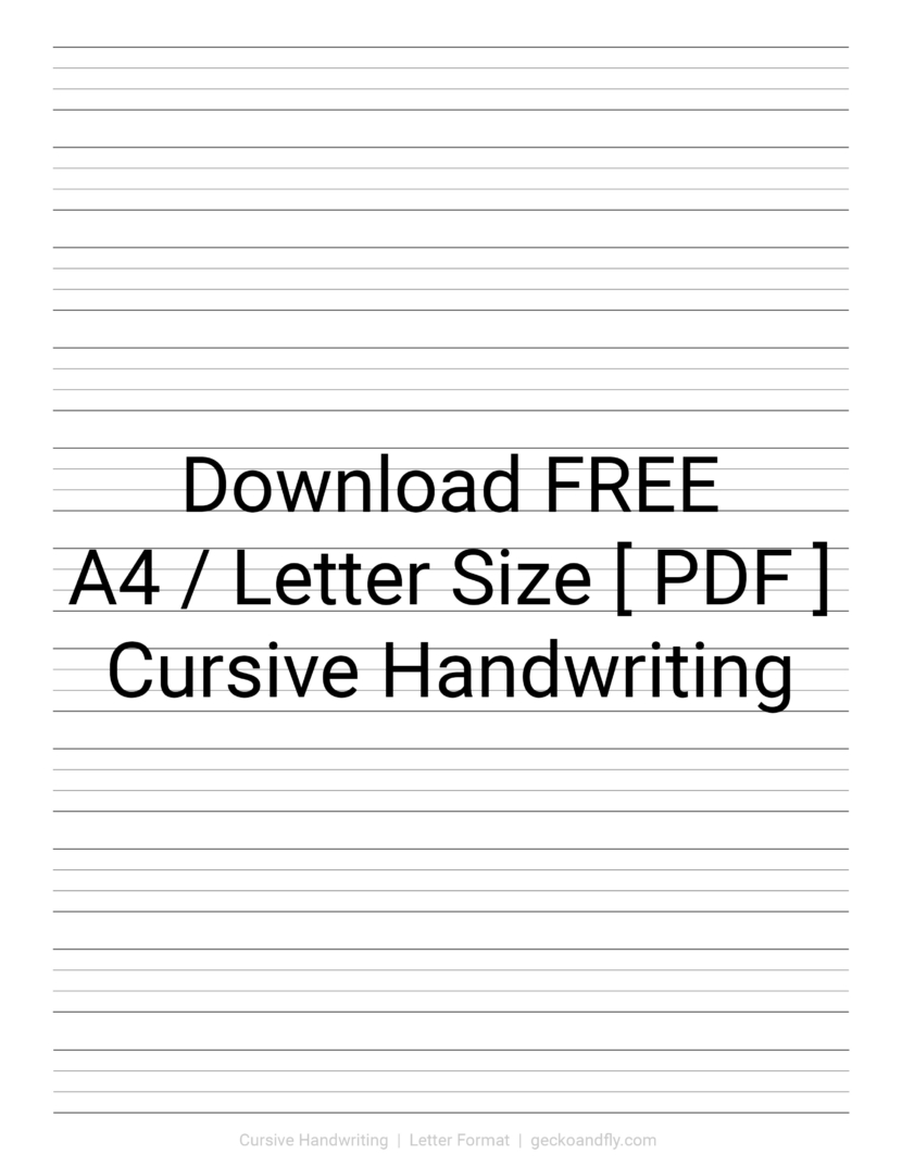 Printable Cursive Calligraphy Paper Template in A4 and Letter size