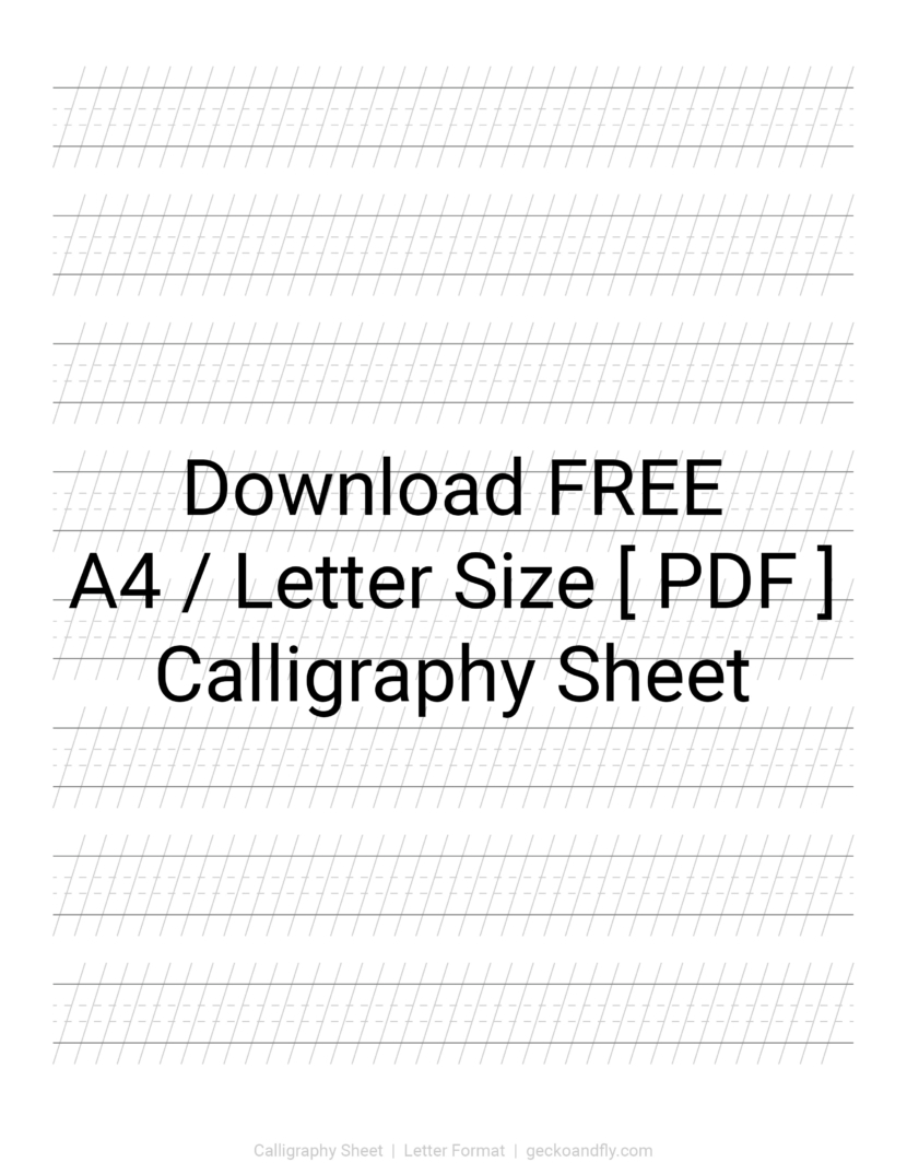 Printable Calligraphy Sheet Template in A4 and Letter size