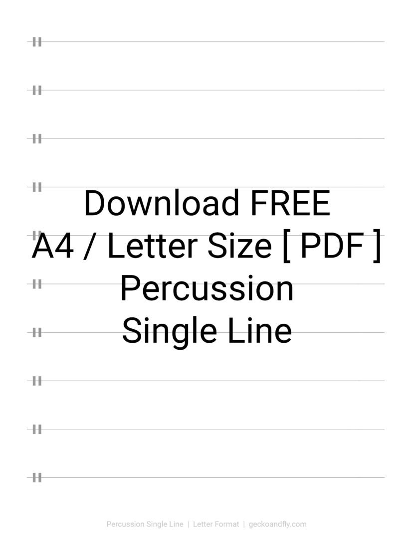 Printable Music Manuscript Paper Percussion With Single Line Download Free in PDF