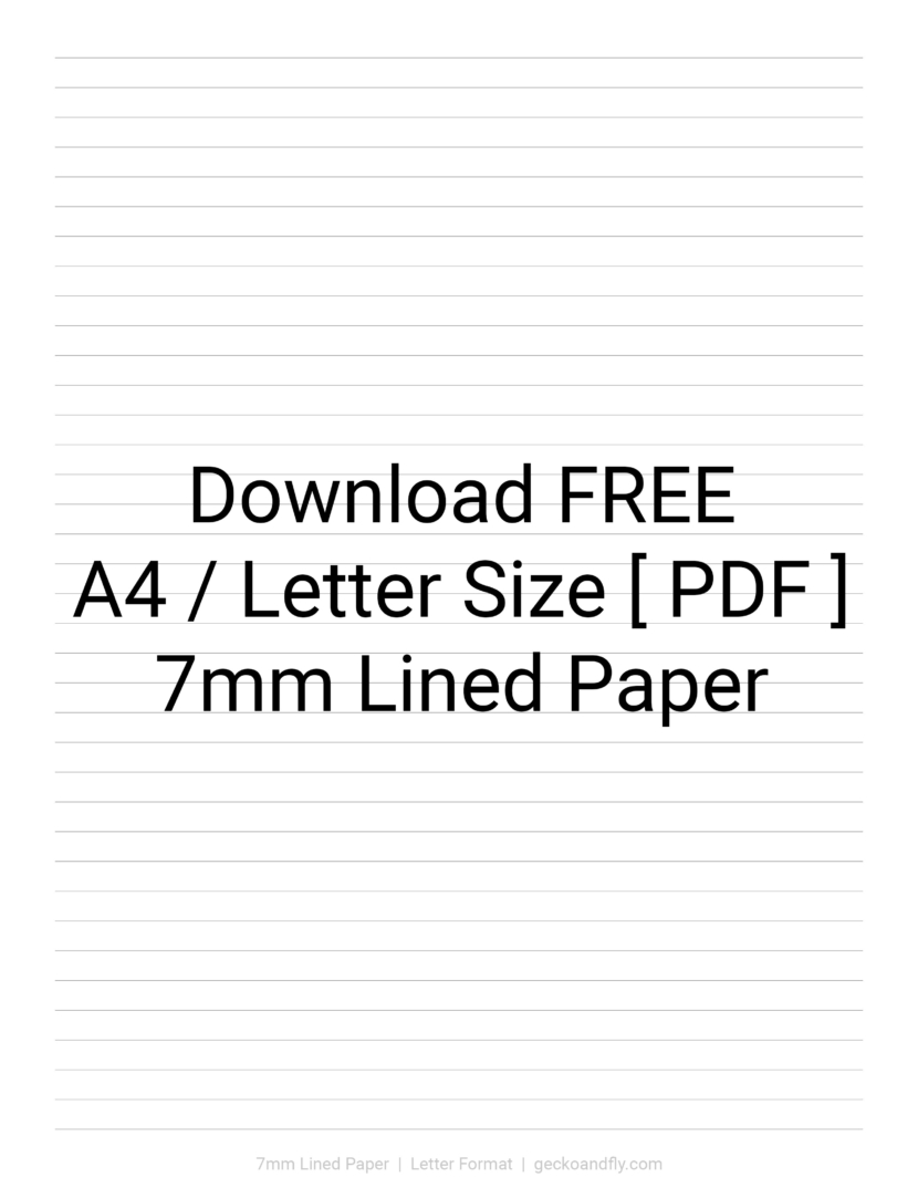 Printable 7mm Lined Paper Download PDF in A4 and Letter Format