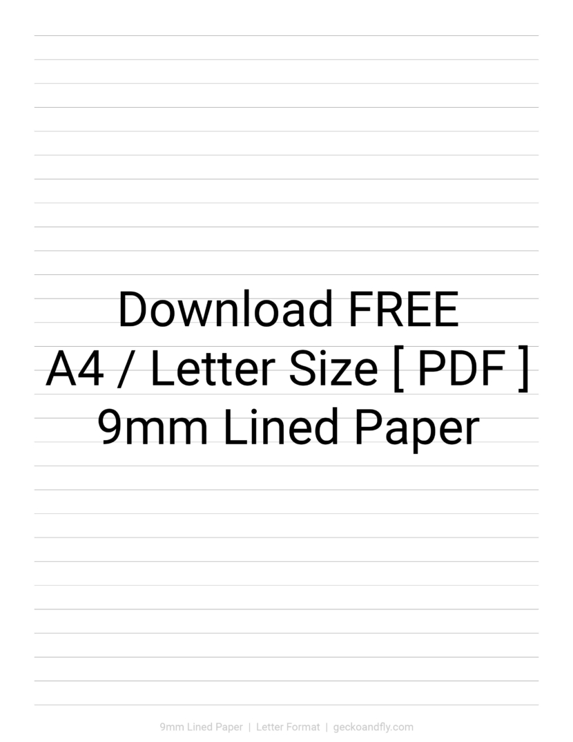 Printable 9mm Lined Paper Download PDF in A4 and Letter Format